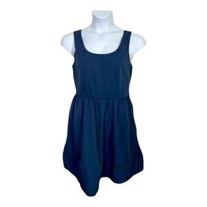 TEVOLIO Blue Sleeveless Sheath Dress Size 10 Ruffle Pleated Hem Casual Zip-Up